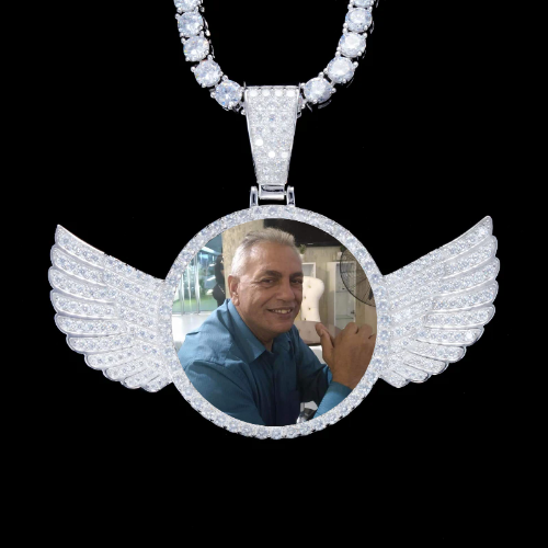 925S & VVS Moissanite 3D Wing Custom Picture Pendant
