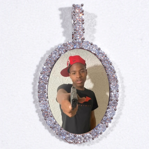 Large 3D Oval Custom Picture Pendant