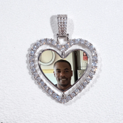 3D Spinning 2-Faced Heart Custom Picture Pendant