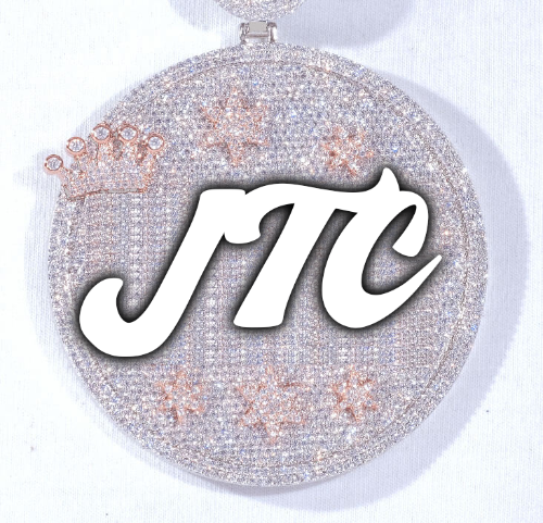 CUSTOM LETTER NECKLACE 3D BIG CROWN DISC