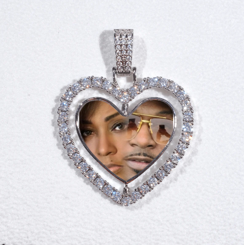 3D Spinning 2-Faced Heart Custom Picture Pendant