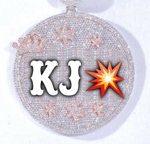 CUSTOM LETTER NECKLACE 3D BIG CROWN DISC