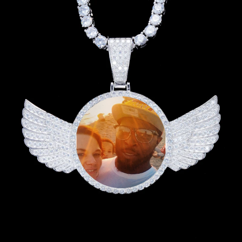 925S & VVS Moissanite 3D Wing Custom Picture Pendant