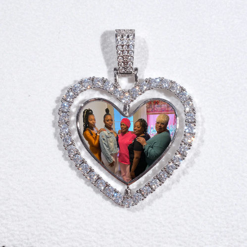 3D Spinning 2-Faced Heart Custom Picture Pendant