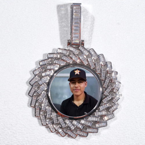 Large 3D Baguette Custom Picture Pendant