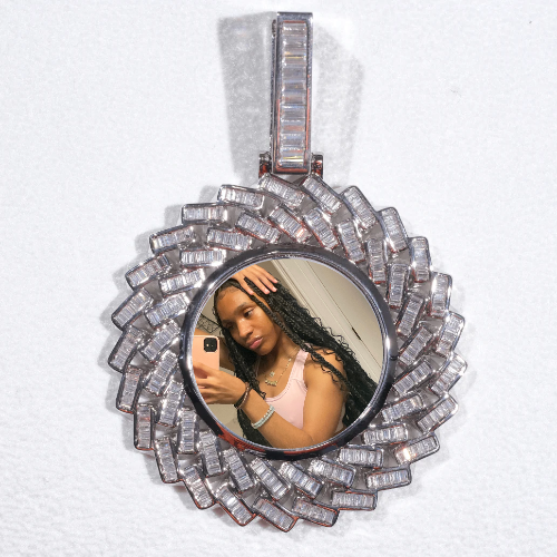 Large 3D Baguette Custom Picture Pendant