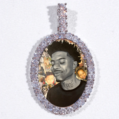 Large 3D Oval Custom Picture Pendant