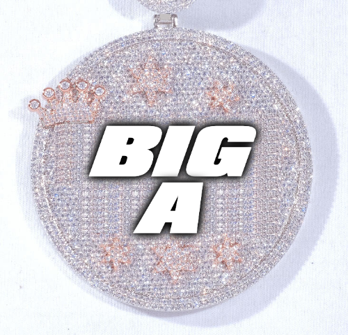 CUSTOM LETTER NECKLACE 3D BIG CROWN DISC