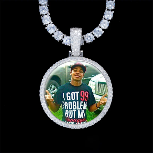 925S & VVS Moissanite 3D Circle Custom Picture Pendant