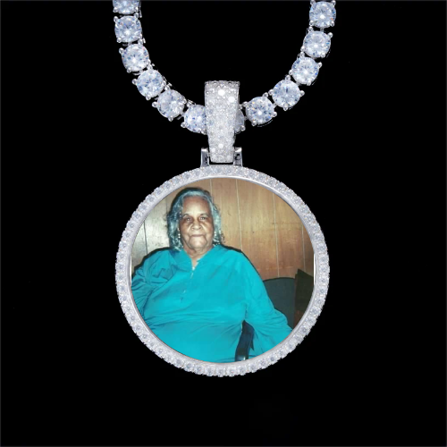 925S & VVS Moissanite 3D Circle Custom Picture Pendant