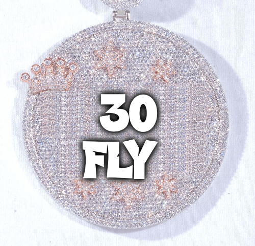 CUSTOM LETTER NECKLACE 3D BIG CROWN DISC