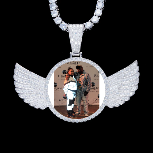 925S & VVS Moissanite 3D Wing Custom Picture Pendant