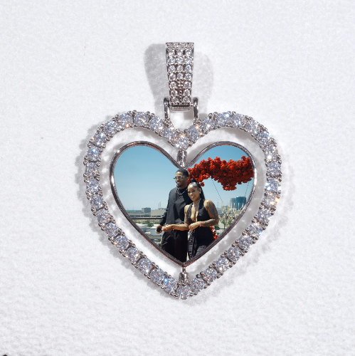3D Spinning 2-Faced Heart Custom Picture Pendant