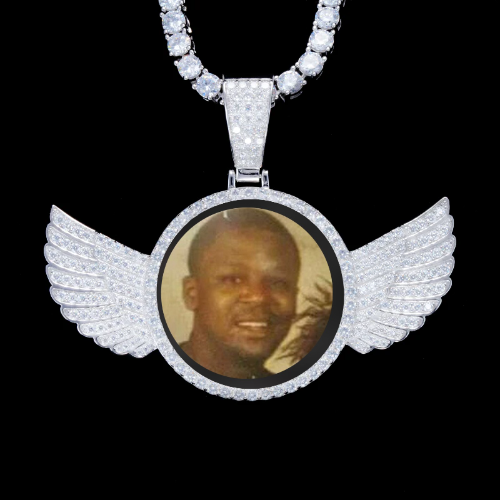 925S & VVS Moissanite 3D Wing Custom Picture Pendant