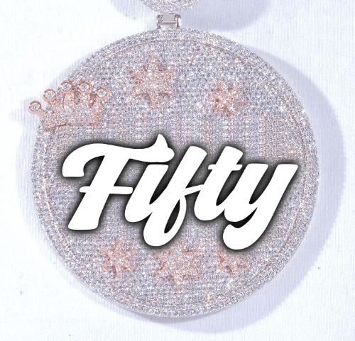 CUSTOM LETTER NECKLACE 3D BIG CROWN DISC