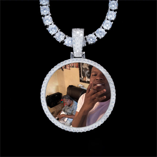 925S & VVS Moissanite 3D Circle Custom Picture Pendant