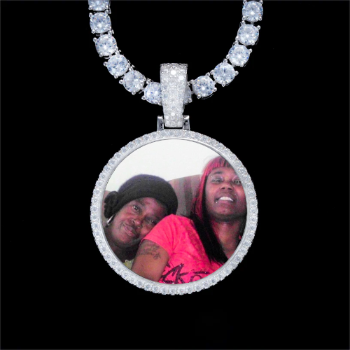 925S & VVS Moissanite 3D Circle Custom Picture Pendant