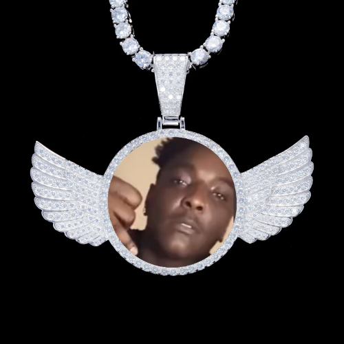 925S & VVS Moissanite 3D Wing Custom Picture Pendant