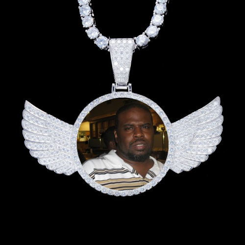 925S & VVS Moissanite 3D Wing Custom Picture Pendant