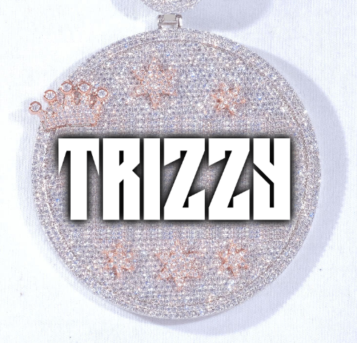 CUSTOM LETTER NECKLACE 3D BIG CROWN DISC