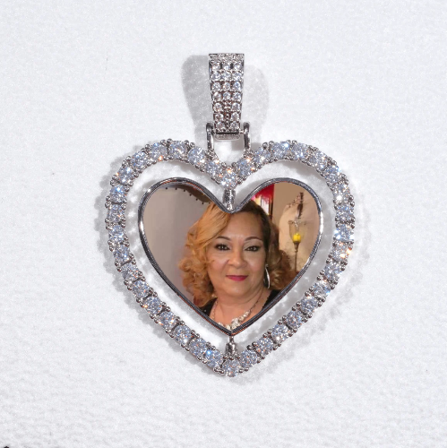 3D Spinning 2-Faced Heart Custom Picture Pendant