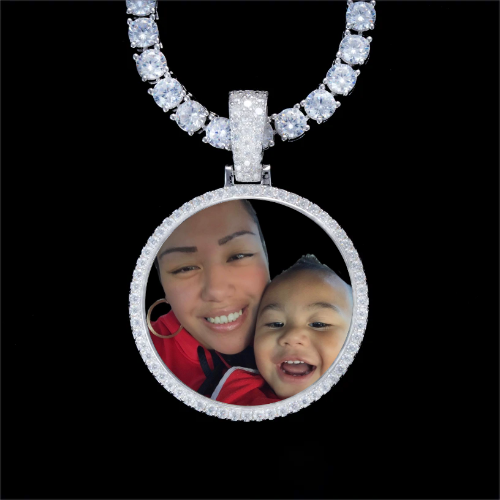 925S & VVS Moissanite 3D Circle Custom Picture Pendant