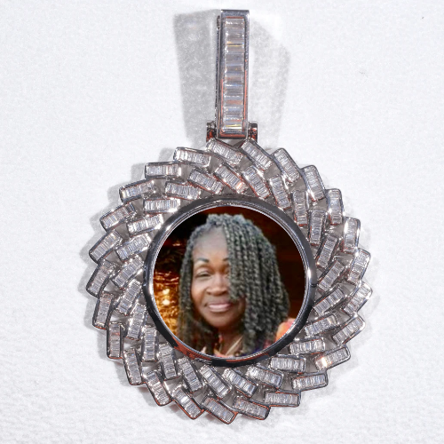 Large 3D Baguette Custom Picture Pendant
