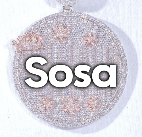 CUSTOM LETTER NECKLACE 3D BIG CROWN DISC