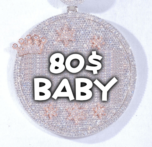 CUSTOM LETTER NECKLACE 3D BIG CROWN DISC