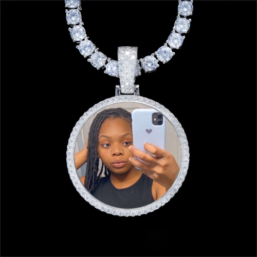 925S & VVS Moissanite 3D Circle Custom Picture Pendant
