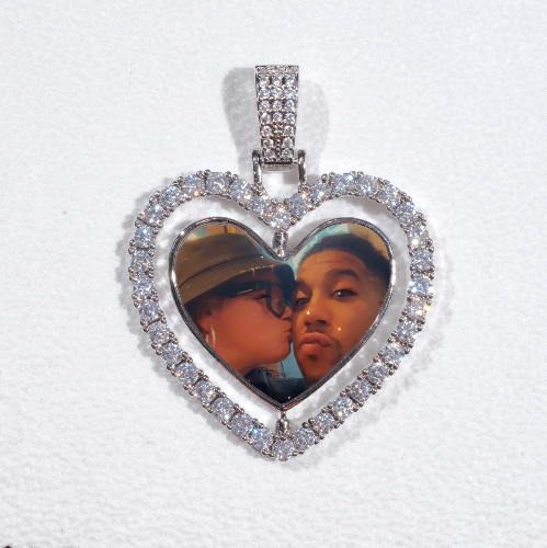 3D Spinning 2-Faced Heart Custom Picture Pendant