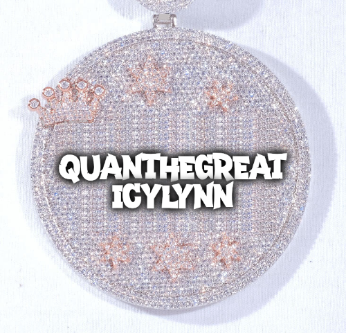CUSTOM LETTER NECKLACE 3D BIG CROWN DISC