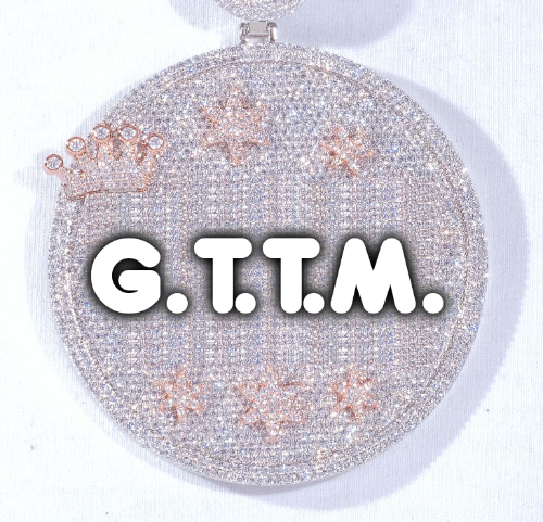 CUSTOM LETTER NECKLACE 3D BIG CROWN DISC