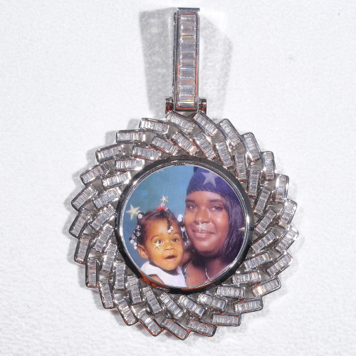 Large 3D Baguette Custom Picture Pendant