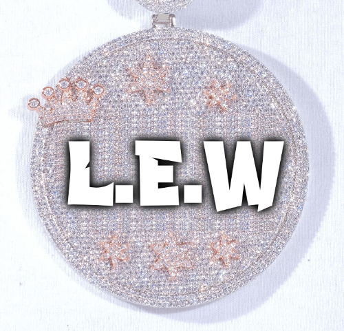 CUSTOM LETTER NECKLACE 3D BIG CROWN DISC