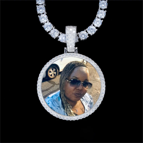 925S & VVS Moissanite 3D Circle Custom Picture Pendant