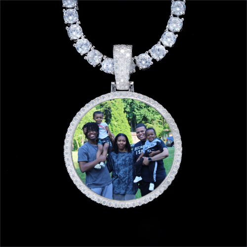 925S & VVS Moissanite 3D Circle Custom Picture Pendant