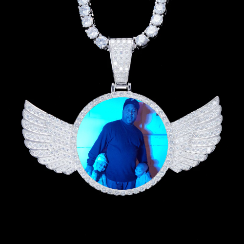 925S & VVS Moissanite 3D Wing Custom Picture Pendant