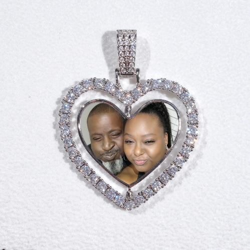 3D Spinning 2-Faced Heart Custom Picture Pendant