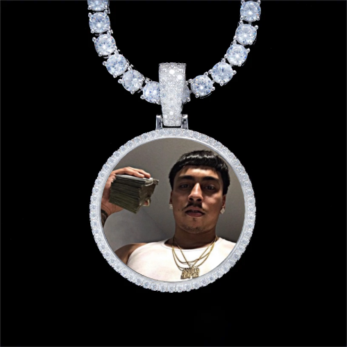 925S & VVS Moissanite 3D Circle Custom Picture Pendant