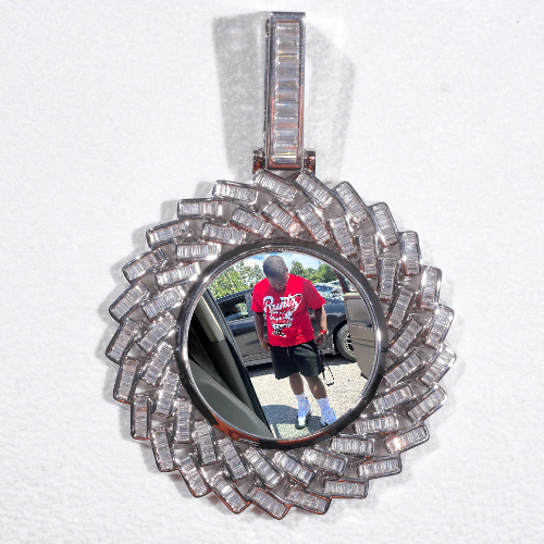 Large 3D Baguette Custom Picture Pendant