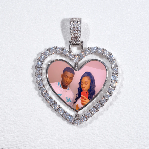 3D Spinning 2-Faced Heart Custom Picture Pendant