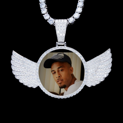925S & VVS Moissanite 3D Wing Custom Picture Pendant