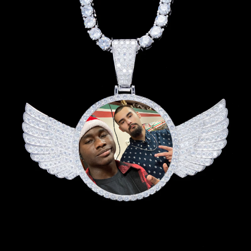 925S & VVS Moissanite 3D Wing Custom Picture Pendant
