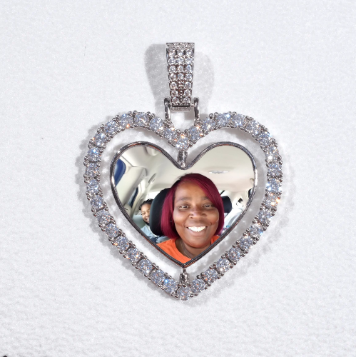 3D Spinning 2-Faced Heart Custom Picture Pendant