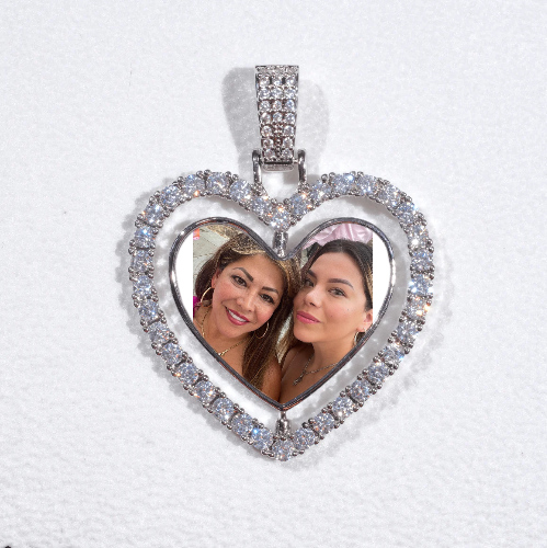 3D Spinning 2-Faced Heart Custom Picture Pendant