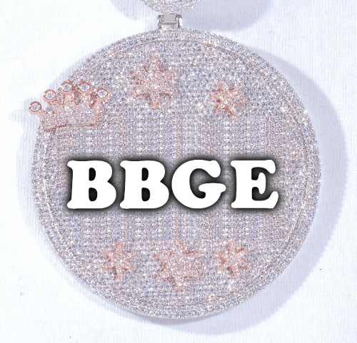 CUSTOM LETTER NECKLACE 3D BIG CROWN DISC