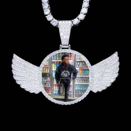925S & VVS Moissanite 3D Wing Custom Picture Pendant