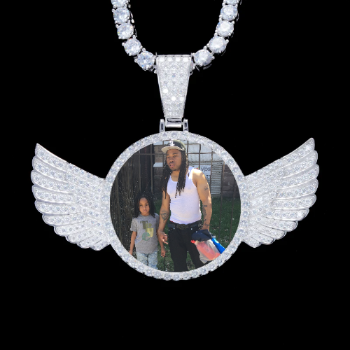 925S & VVS Moissanite 3D Wing Custom Picture Pendant