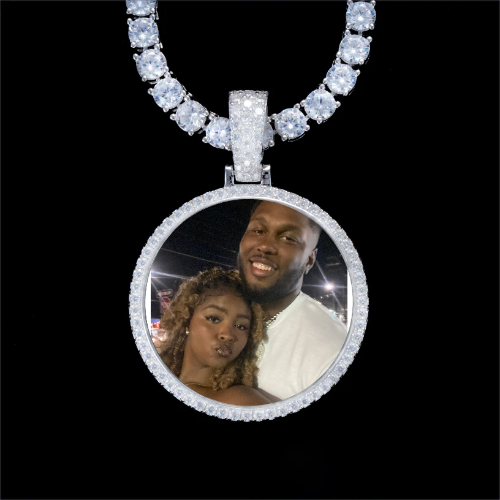 925S & VVS Moissanite 3D Circle Custom Picture Pendant